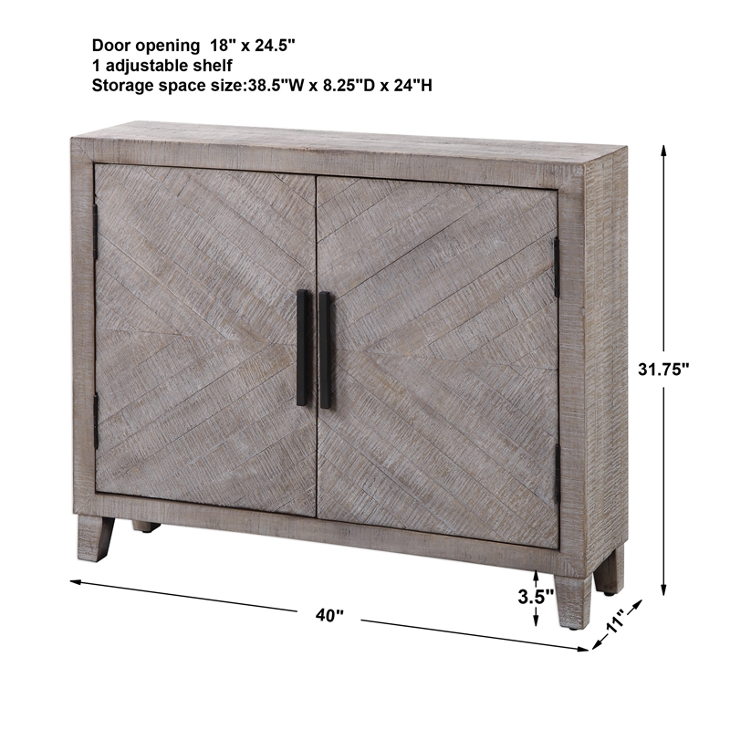 Uttermost Adalind Farmhouse 2-Door Wood Accent Cabinet in White Wash