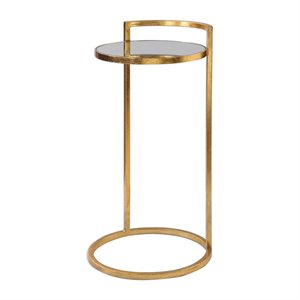 Uttermost Cailin Iron Glass and MDF Wood Accent Table in Gold Leaf