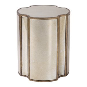 Uttermost Harlow MDF Wood Mirrored Accent Table in Antique Brass