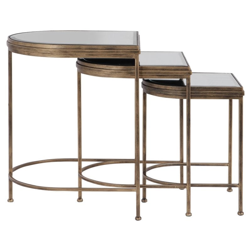 Uttermost India Contemporary Metal Nesting Tables in Antique Gold (Set of 3)