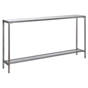 Uttermost Hayley Steel Metal and Mirror Console Table in Antique Silver