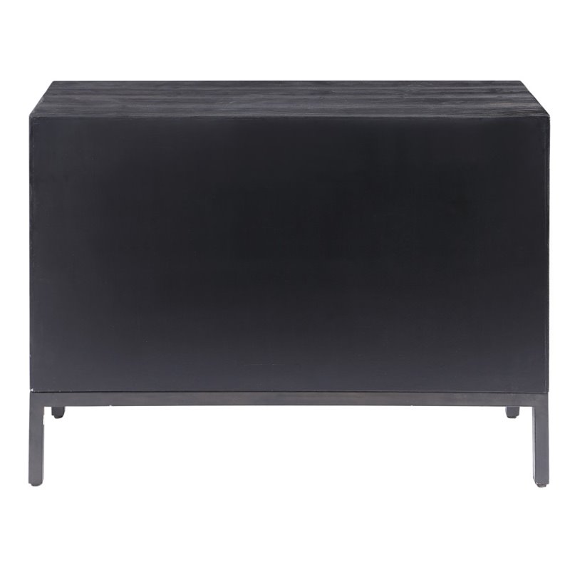 Uttermost Aiken 2-Door Contemporary Iron and Wood Cabinet in Ebony Black