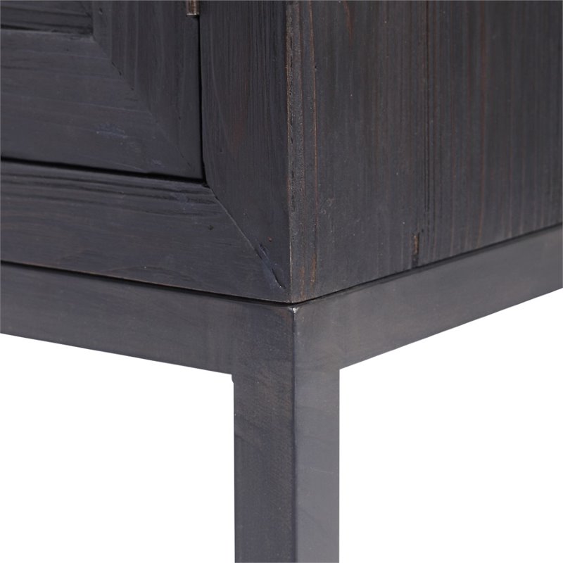 Uttermost Aiken 2-Door Contemporary Iron and Wood Cabinet in Ebony Black