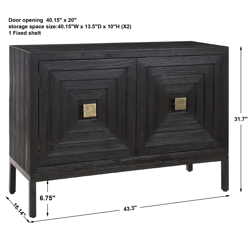 Uttermost Aiken 2-Door Contemporary Iron and Wood Cabinet in Ebony Black