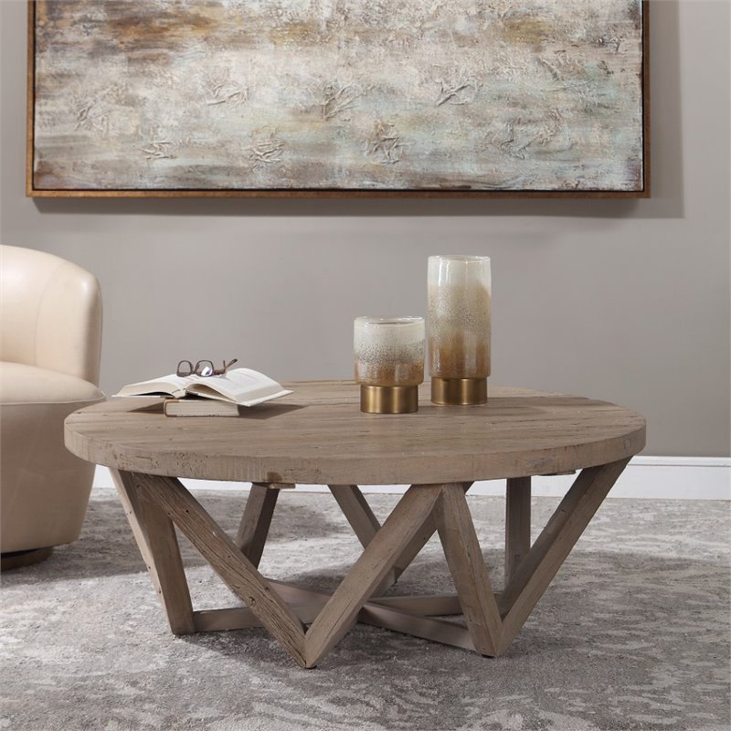 Uttermost Kendry Coastal Elm Wood Coffee Table in Natural Finish