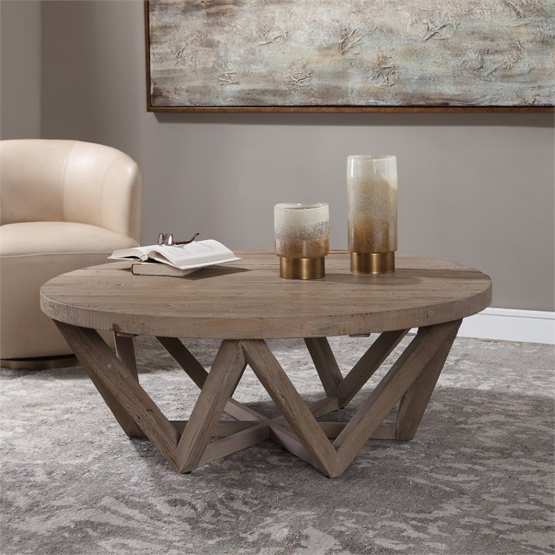 Uttermost Kendry Coastal Elm Wood Coffee Table in Natural Finish