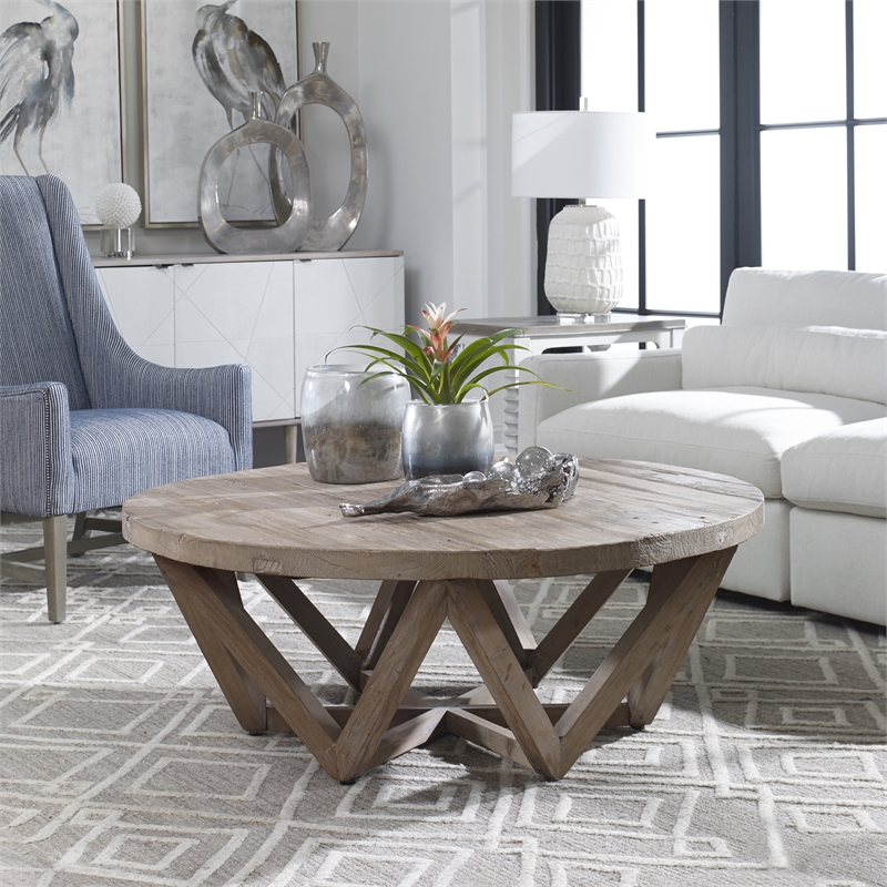 Uttermost Kendry Coastal Elm Wood Coffee Table in Natural Finish