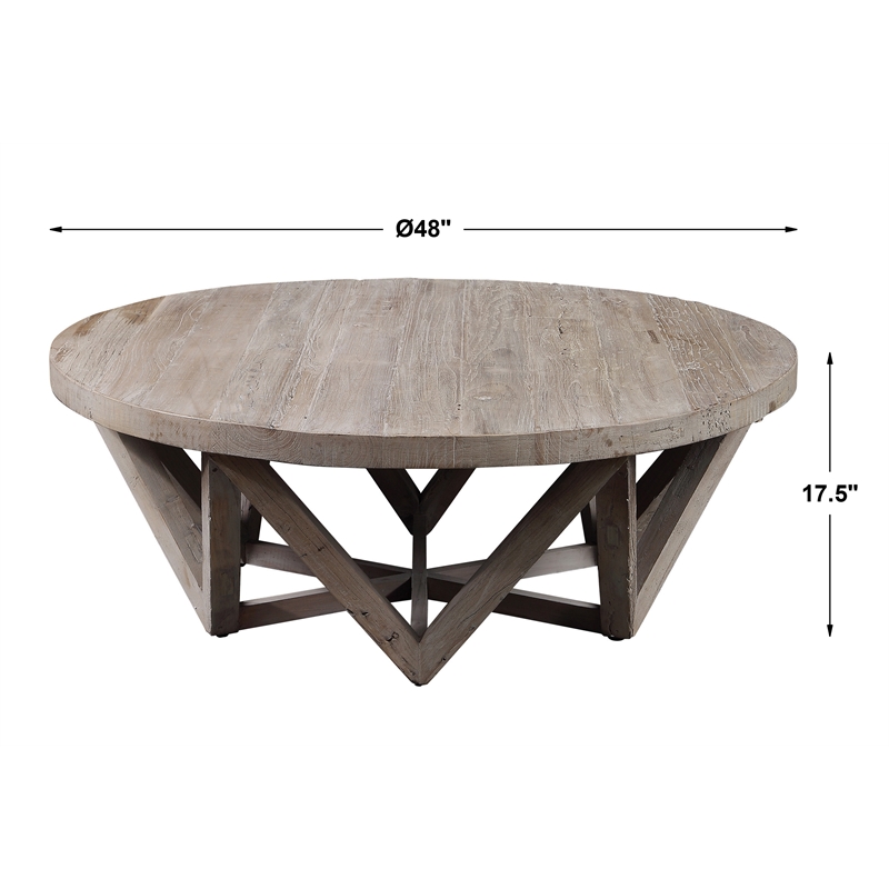 Uttermost Kendry Coastal Elm Wood Coffee Table in Natural Finish