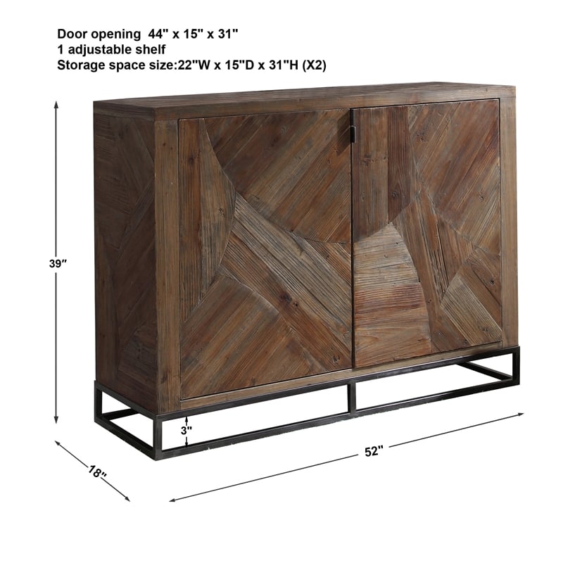 Uttermost Evros 2-Door Reclaimed Wood and Iron Sideboard in Aged Gunmetal Gray