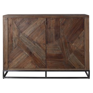 Uttermost Evros 2-Door Reclaimed Wood and Iron Sideboard in Aged Gunmetal Gray