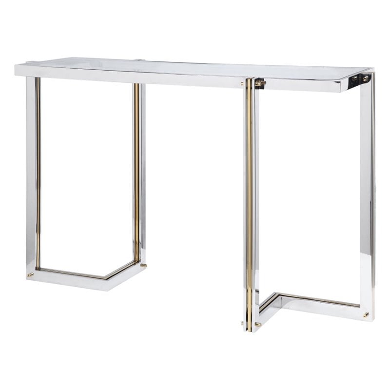Uttermost Locke Modern Stainless Steel and Glass Console Table - Polished Nickel