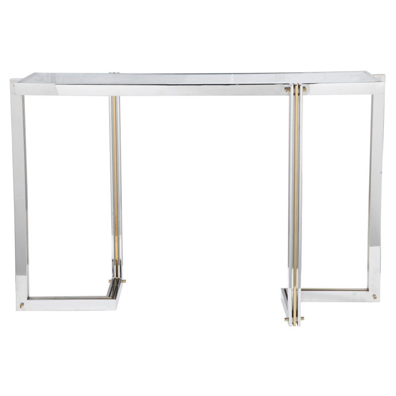 Uttermost Locke Modern Stainless Steel and Glass Console Table - Polished Nickel