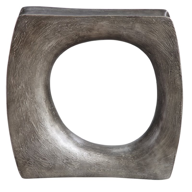 Uttermost Valira Contemporary Resin Accent Table in Antique Silver
