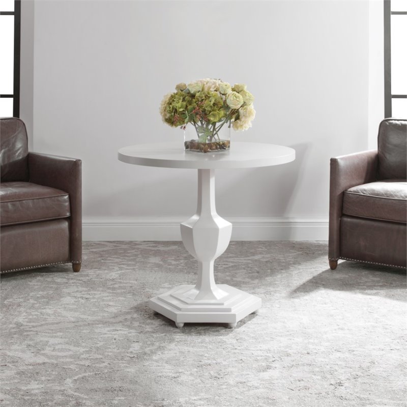 Uttermost Kabarda MDF Wood and Resin Foyer Table in Glossy White