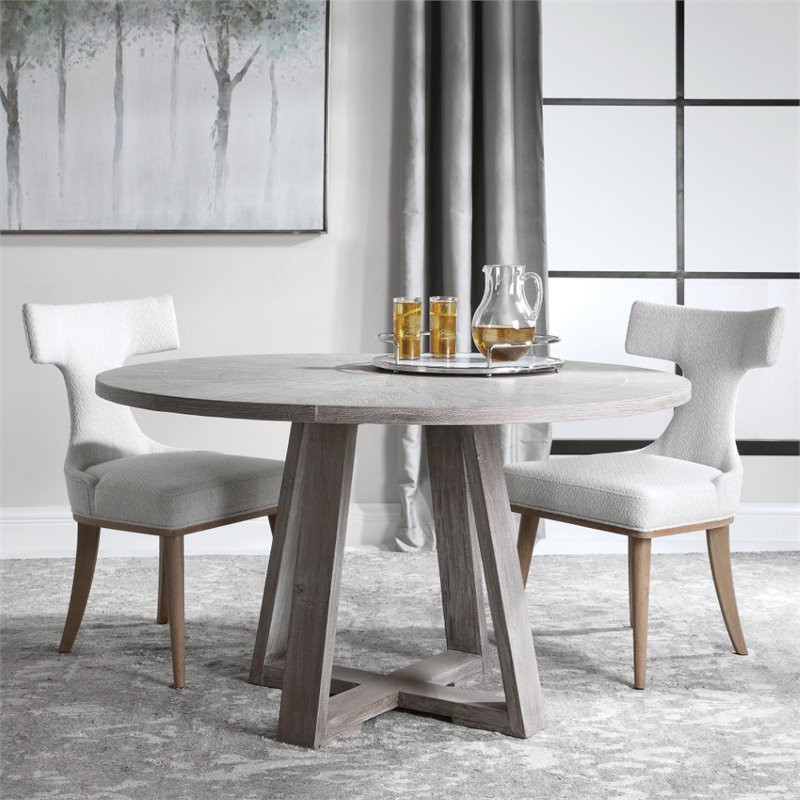 Uttermost Gidran Transitional Wood and Iron Dining Table in Soft Gray