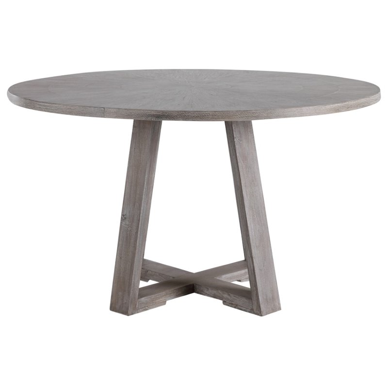 Uttermost Gidran Transitional Wood and Iron Dining Table in Soft Gray
