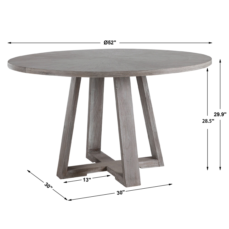 Uttermost Gidran Transitional Wood and Iron Dining Table in Soft Gray