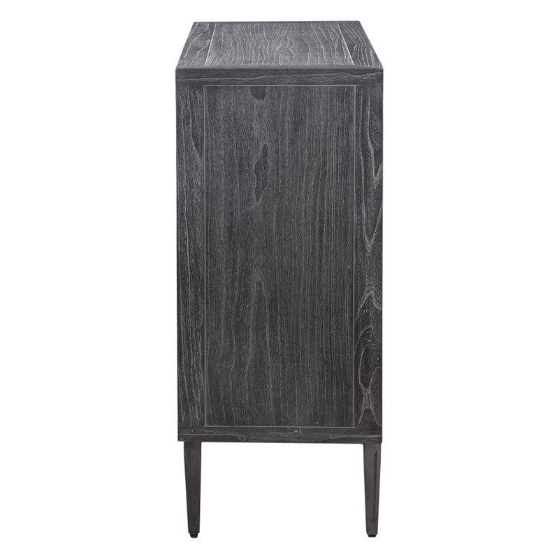 Uttermost Laurentia 2-Door Elm Wood and Iron Sideboard in Light Gray