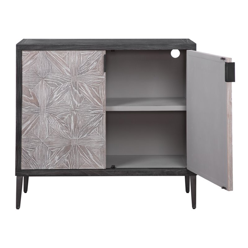 Uttermost Laurentia 2-Door Elm Wood and Iron Sideboard in Light Gray