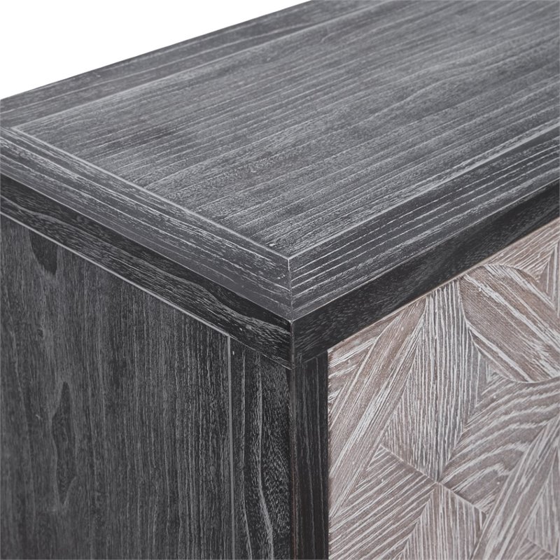 Uttermost Laurentia 2-Door Elm Wood and Iron Sideboard in Light Gray