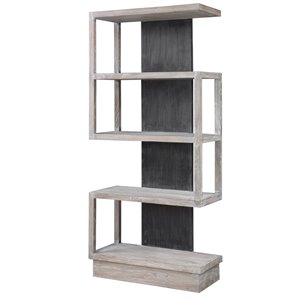 Uttermost Nicasia Modern Elm Wood Etagere in Light Gray