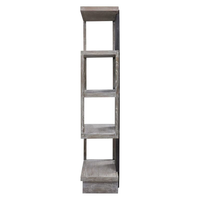 Uttermost Nicasia Modern Elm Wood Etagere in Light Gray