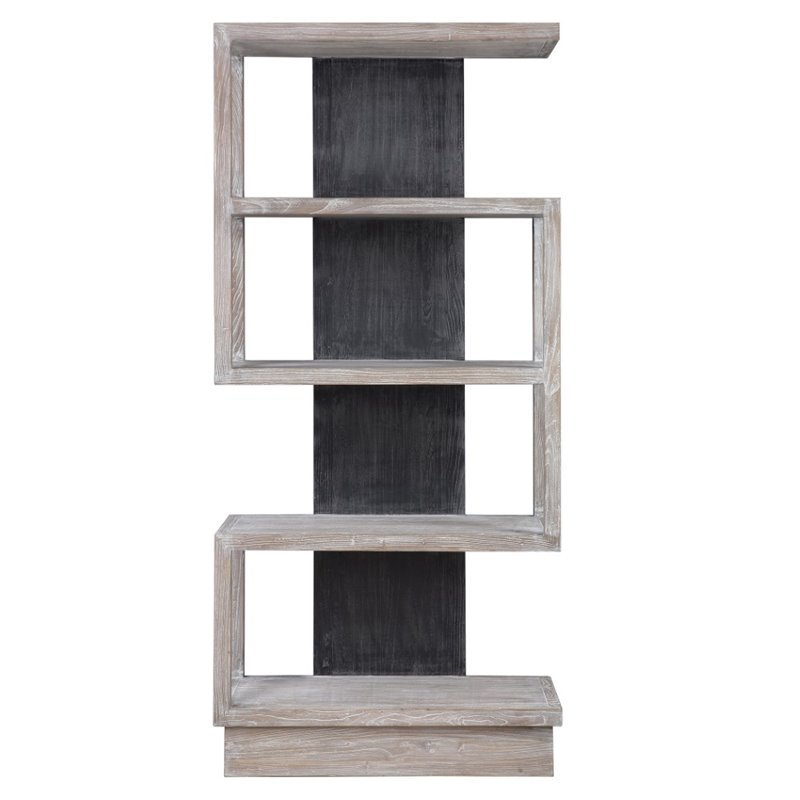 Uttermost Nicasia Modern Elm Wood Etagere in Light Gray