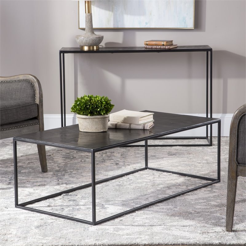 Uttermost Coreene Aluminum and Iron Coffee Table in Black Finish