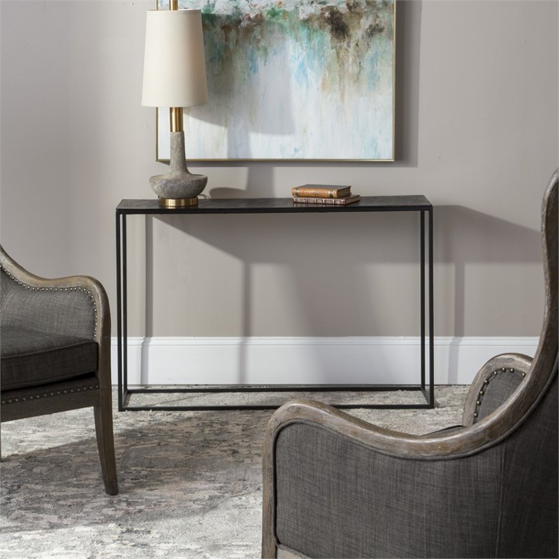 Uttermost Coreene Contemporary Aluminum and Iron Console Table in Black Finish