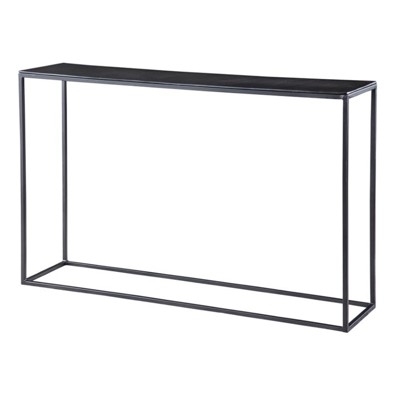 Uttermost Coreene Contemporary Aluminum and Iron Console Table in Black Finish