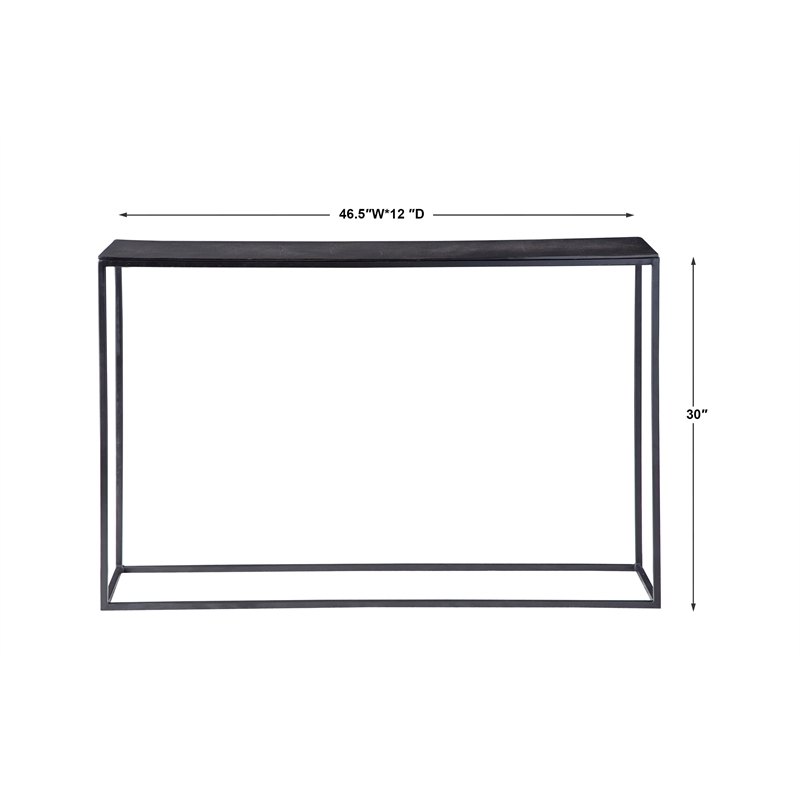 Uttermost Coreene Contemporary Aluminum and Iron Console Table in Black Finish
