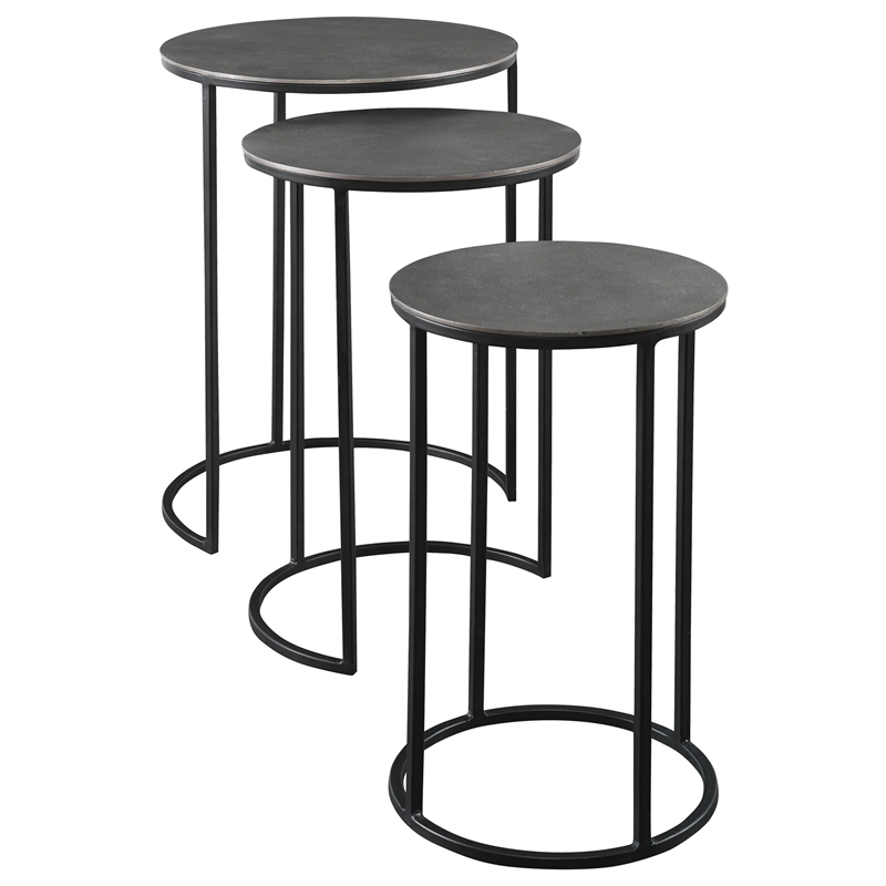 Uttermost Erik Metal and Aluminum Nesting Tables in Antique Nickel (Set of 3)