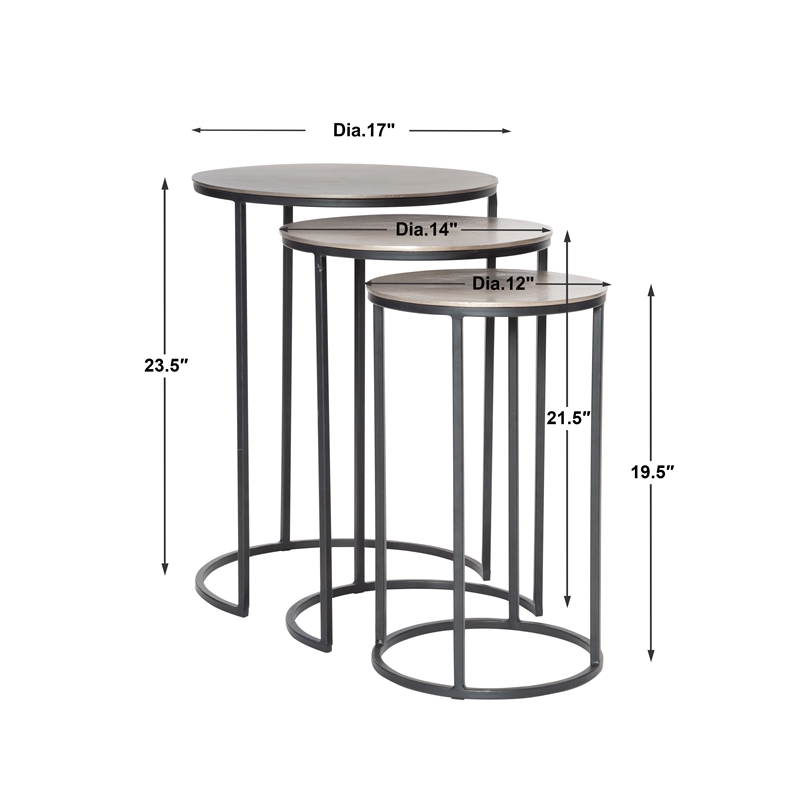 Uttermost Erik Metal and Aluminum Nesting Tables in Antique Nickel (Set of 3)