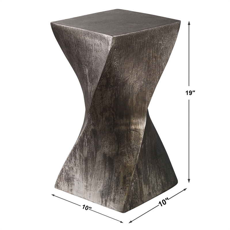 Uttermost Euphrates Contemporary Aluminum Accent Table in Tarnished Silver