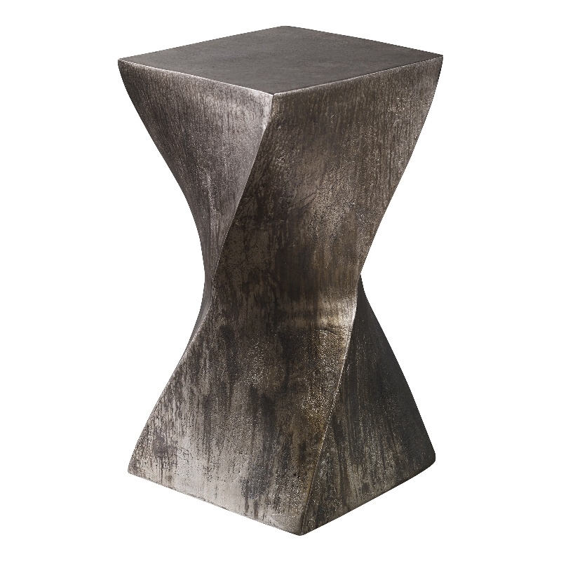 Uttermost Euphrates Contemporary Aluminum Accent Table in Tarnished Silver