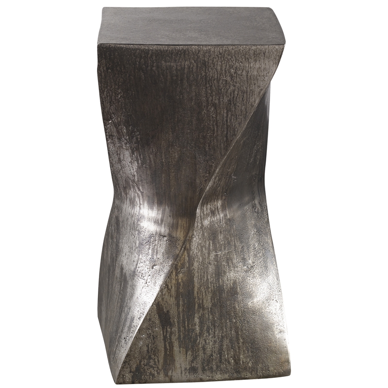 Uttermost Euphrates Contemporary Aluminum Accent Table in Tarnished Silver
