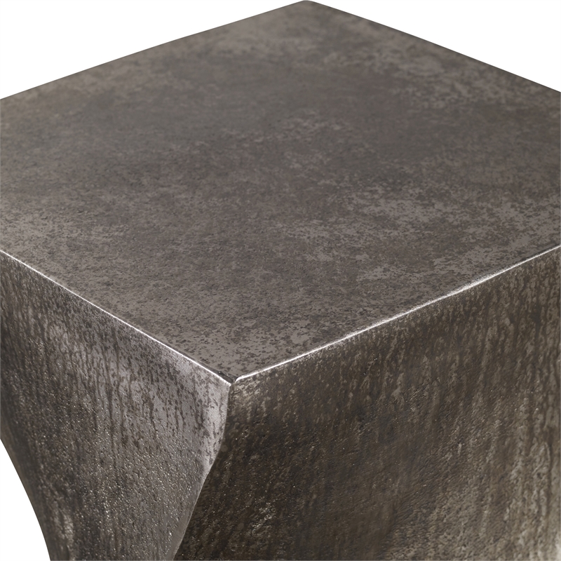 Uttermost Euphrates Contemporary Aluminum Accent Table in Tarnished Silver