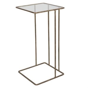 Uttermost Cadmus Iron Metal and Glass Accent Table in Antique Gold