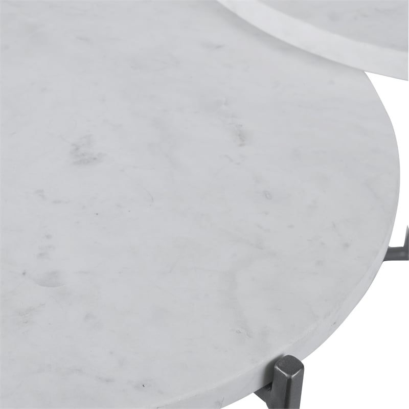 Uttermost Contarini Marble and Iron Tiered Coffee Table in White