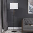Uttermost Maud Traditional Steel Metal Floor Lamp in Aged Black/Antique Brass