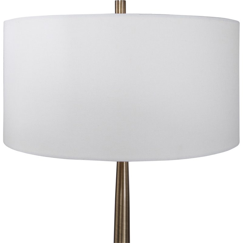 Uttermost Minette Transitional Steel Marble Fabric Floor Lamp in Antique Brass