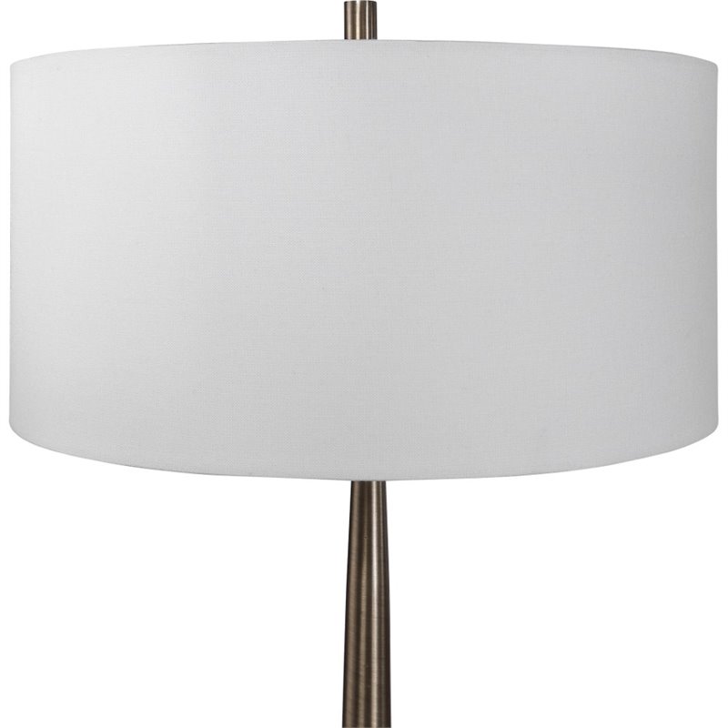Uttermost Minette Transitional Steel Marble Fabric Floor Lamp in Antique Brass