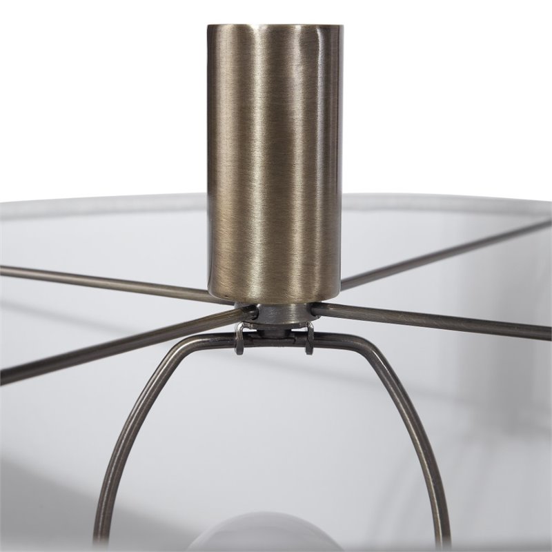 Uttermost Minette Transitional Steel Marble Fabric Floor Lamp in Antique Brass