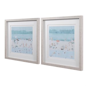 Uttermost Sea Coastal Plastic and Glass Sandbar Framed Print in Blue (Set of 2)