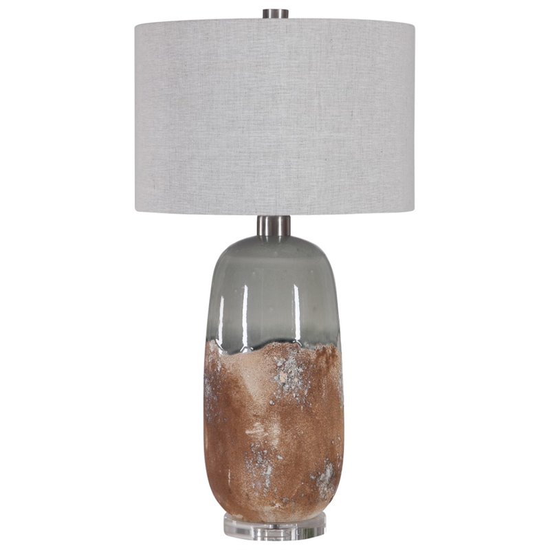 Uttermost Maggie Ceramic Iron and Fabric Table Lamp in Terracotta Rust Brown
