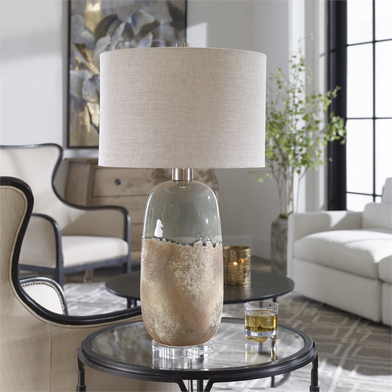 Uttermost Maggie Ceramic Iron and Fabric Table Lamp in Terracotta Rust Brown