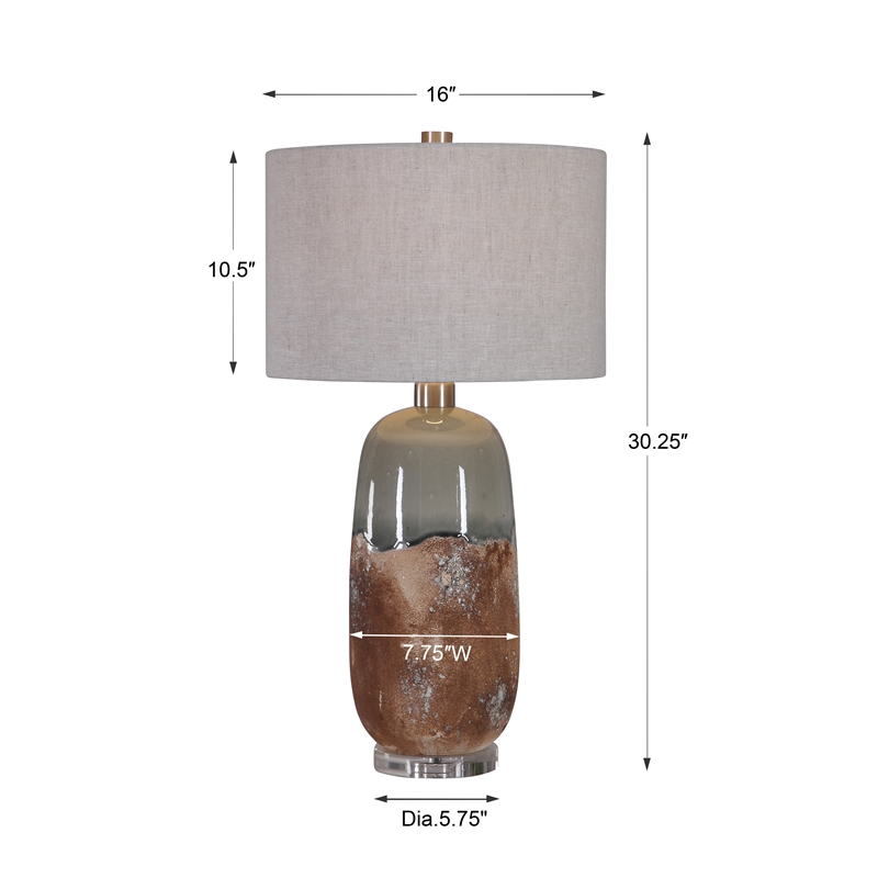 Uttermost Maggie Ceramic Iron and Fabric Table Lamp in Terracotta Rust Brown