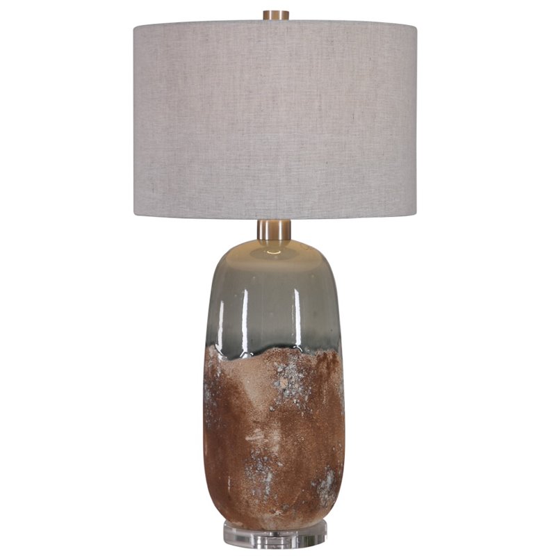 Uttermost Maggie Ceramic Iron and Fabric Table Lamp in Terracotta Rust Brown