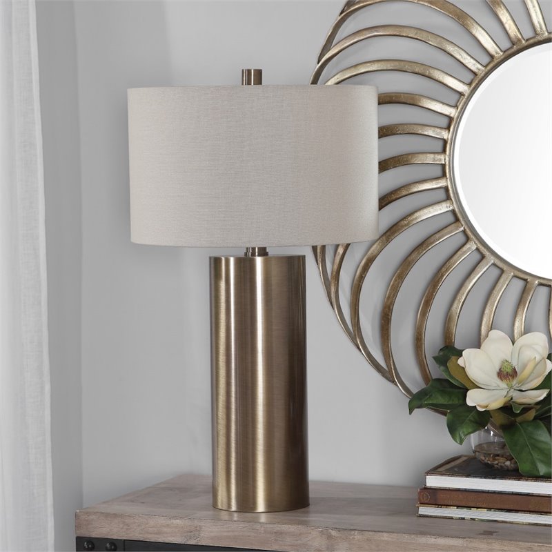 Uttermost Taria Contemporary Steel Table Lamp in Brushed Brass