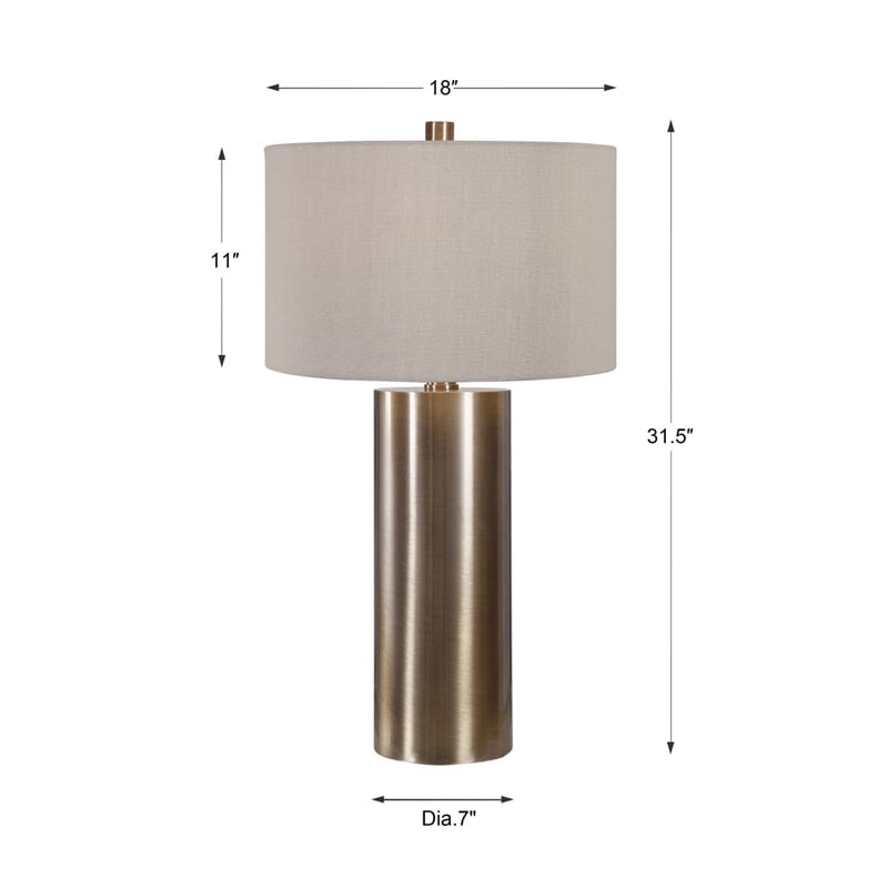 Uttermost Taria Contemporary Steel Table Lamp in Brushed Brass